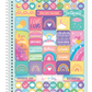Caderno Arco‑Íris 1 Matéria 80 Folhas Credeal – Capa Dura Espiral Universitário | Design Motivacional Colorido