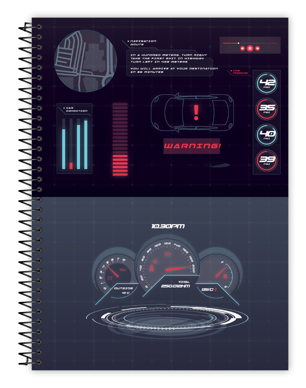 Caderno TecnoCars Credeal | Estampa Carros | 1 Matéria 96 Folhas Capa Dura Universitário