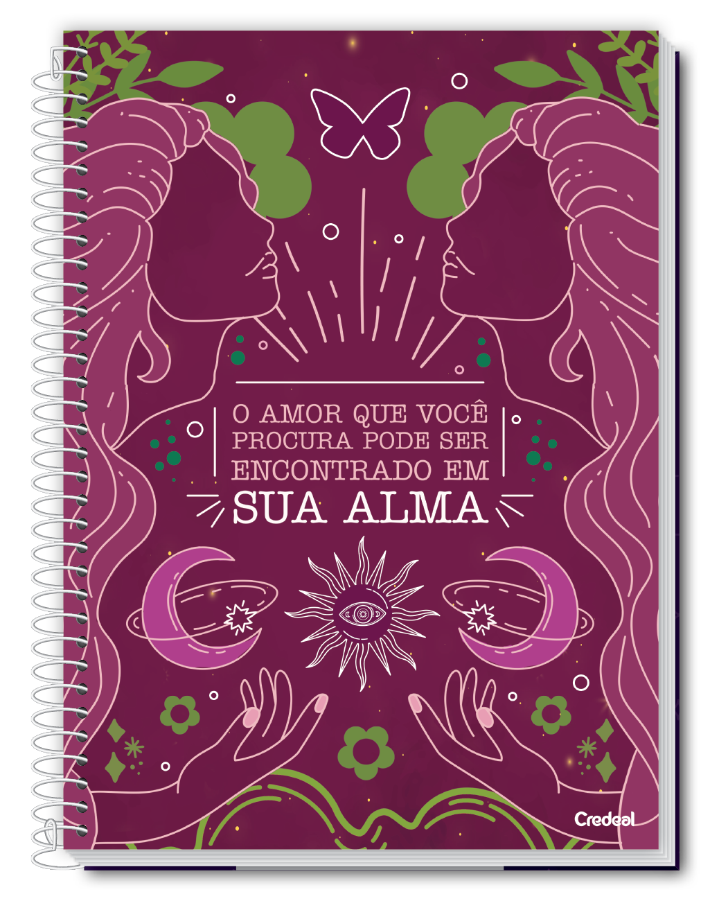 Caderno A Deusa 1 Matéria 80 Folhas Estampa Frases Motivacionais Universitário Capa Dura Credeal