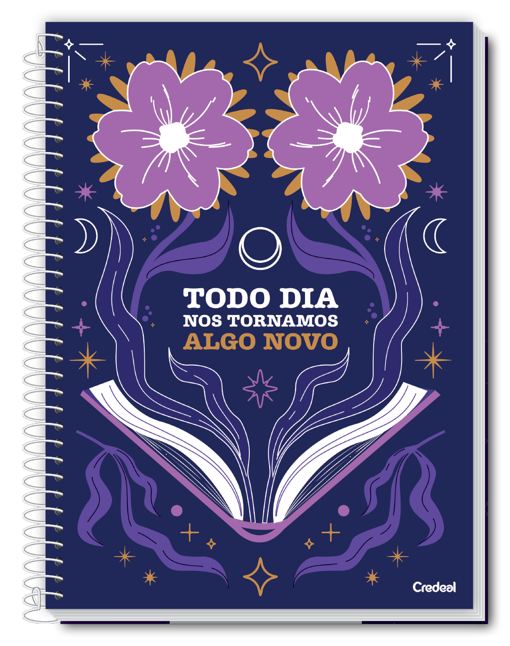 Caderno A Deusa 1 Matéria 80 Folhas Estampa Frases Motivacionais Universitário Capa Dura Credeal