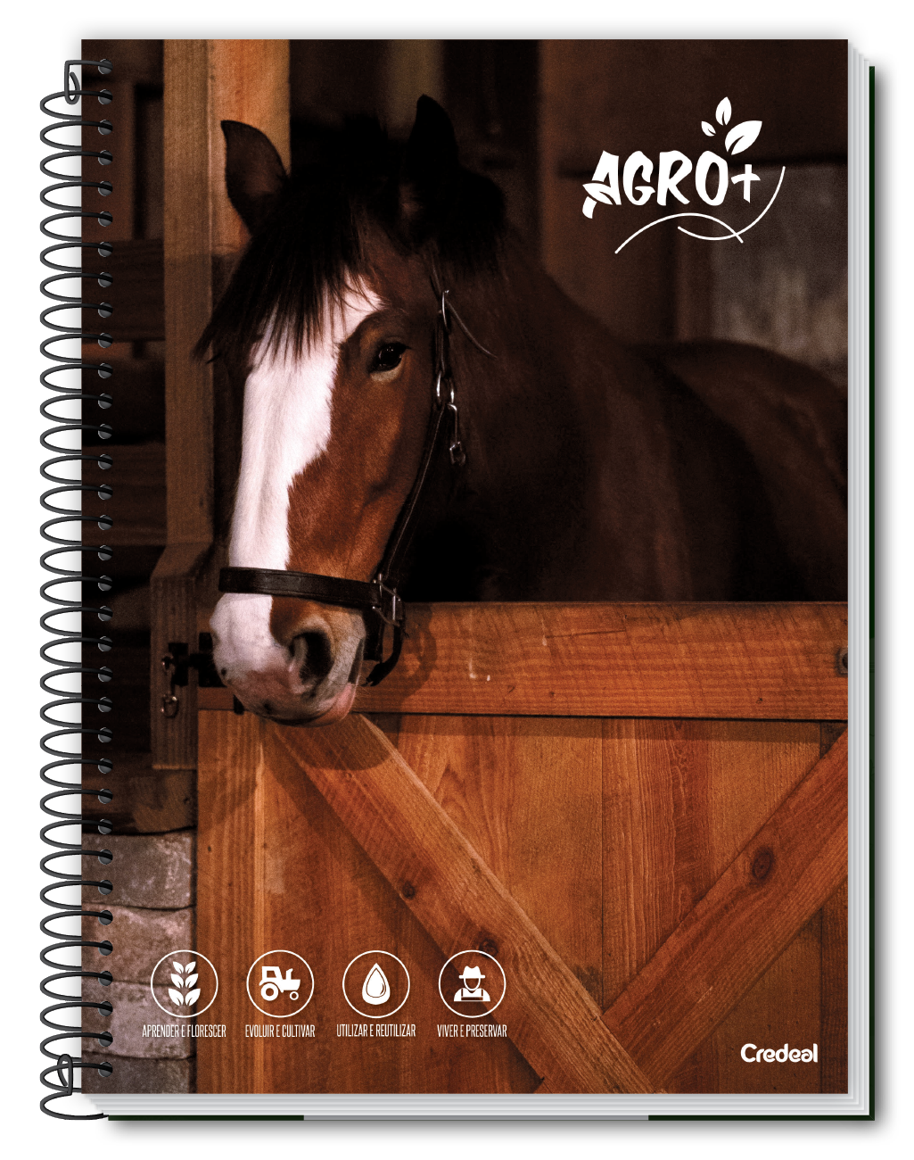 Caderno Agro+ 10 Matérias 160 Folhas Universitário Credeal – Capa Dura, Espiral, Folhas Pautadas, Ideal Estudo e Organização