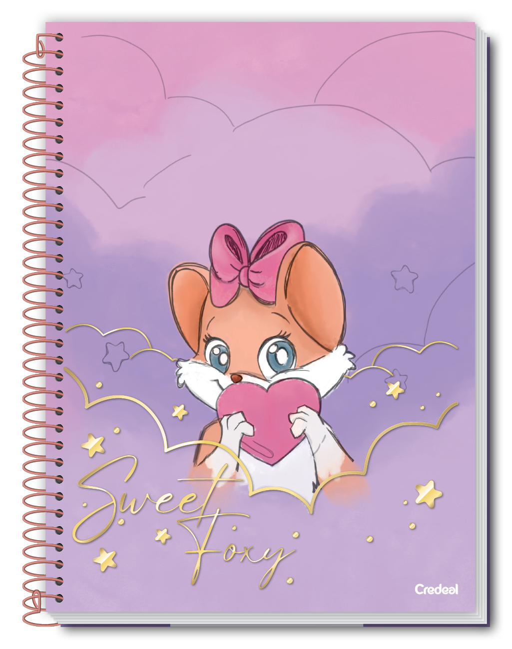 Caderno Foxy Teen 1 Matéria 80 Folhas Credeal, Capa Dura, Universitário 200×275 mm