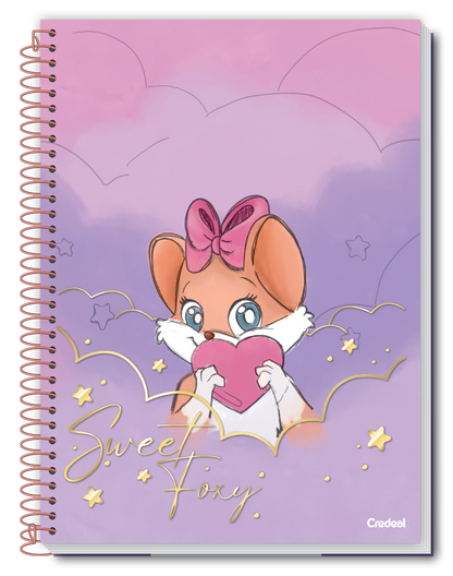 Caderno Foxy Teen 1 Matéria 80 Folhas Credeal, Capa Dura, Universitário 200×275 mm