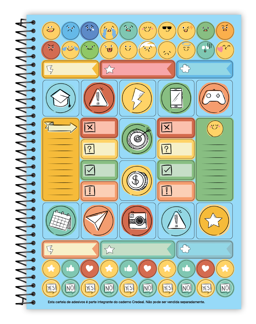 Caderno Original Arts 1 Matéria, 80 Folhas Credeal – Capa Dura, Espiral, Tamanho Universitário (200x275 mm) – Papel de Alta Qualidade e Certificação FSC