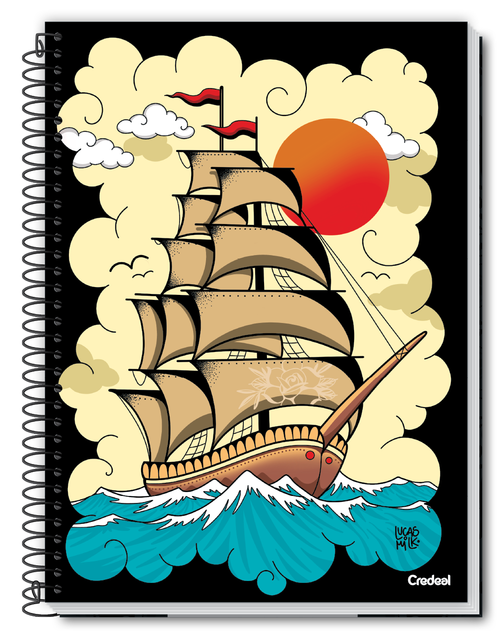 Caderno Original Arts 1 Matéria, 80 Folhas Credeal – Capa Dura, Espiral, Tamanho Universitário (200x275 mm) – Papel de Alta Qualidade e Certificação FSC