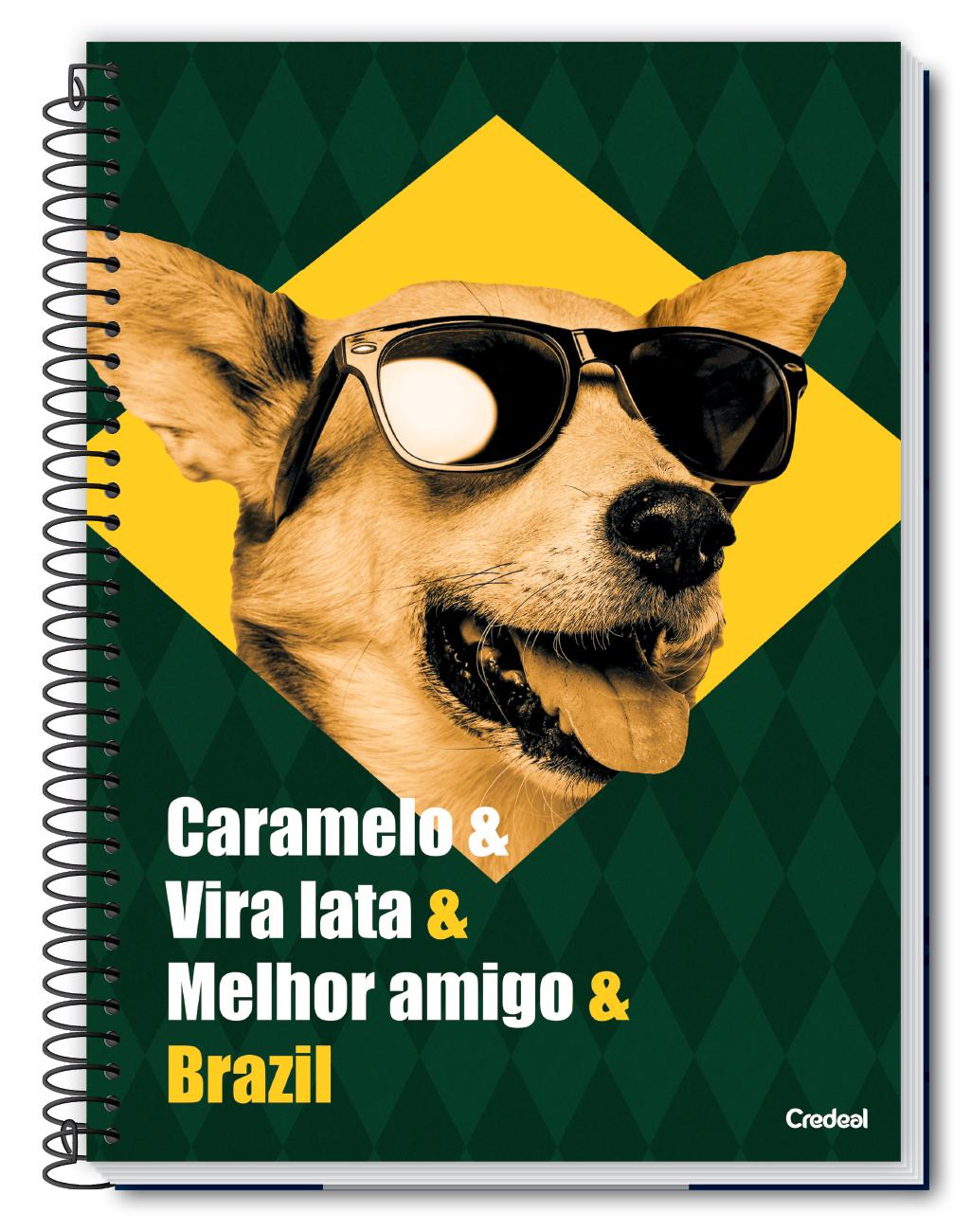 Caderno Vida de Pet 80 Folhas 1 Matéria Universitário Credeal – Capa Dura, Espiral – Design Pet Adorável