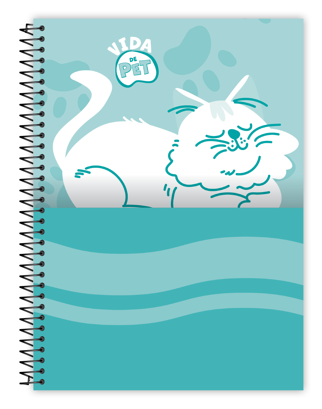 Caderno Vida de Pet 80 Folhas 1 Matéria Universitário Credeal – Capa Dura, Espiral – Design Pet Adorável
