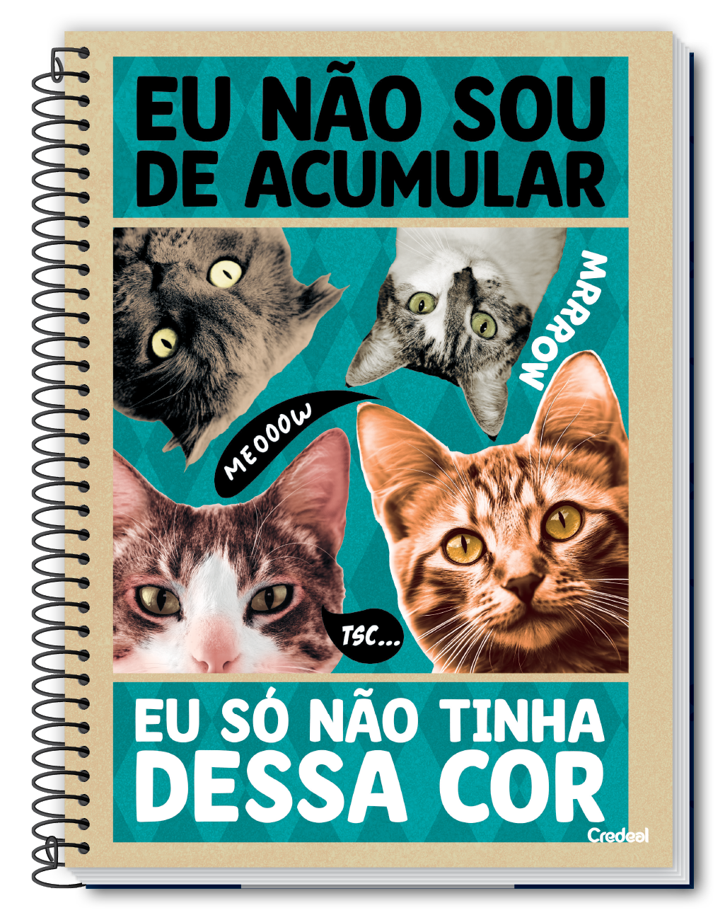 Caderno Vida de Pet 80 Folhas 1 Matéria Universitário Credeal – Capa Dura, Espiral – Design Pet Adorável
