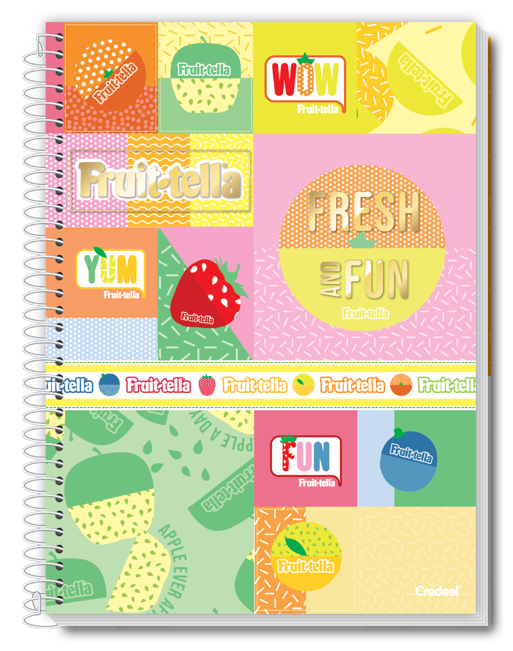 Caderno Fruit-Tella | Cheirinho de Frutas | Universitário Capa Dura 10 Matérias 160 Folhas | Credeal