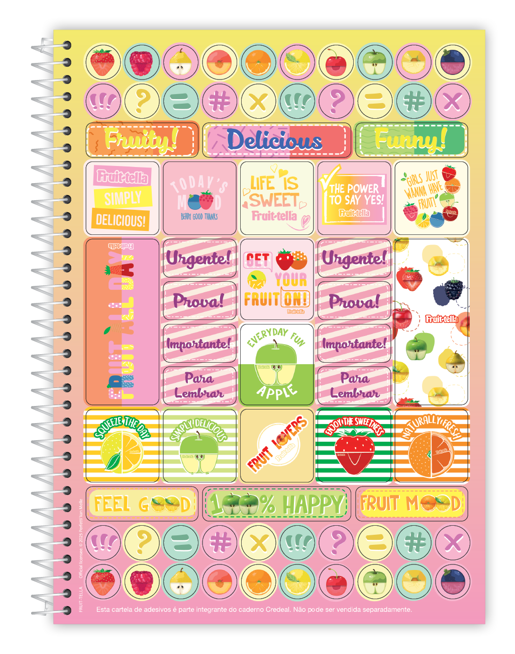 Caderno Fruit-Tella | Cheirinho de Frutas | Universitário Capa Dura 10 Matérias 160 Folhas | Credeal