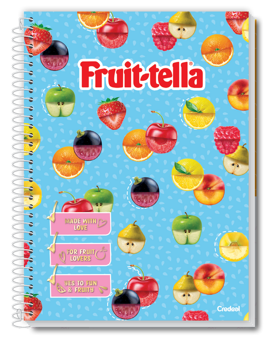Caderno Fruit-Tella | Caderno com Cheirinho de Frutas | Universitário Capa Dura 1 Matérias 80 Folhas | Credeal
