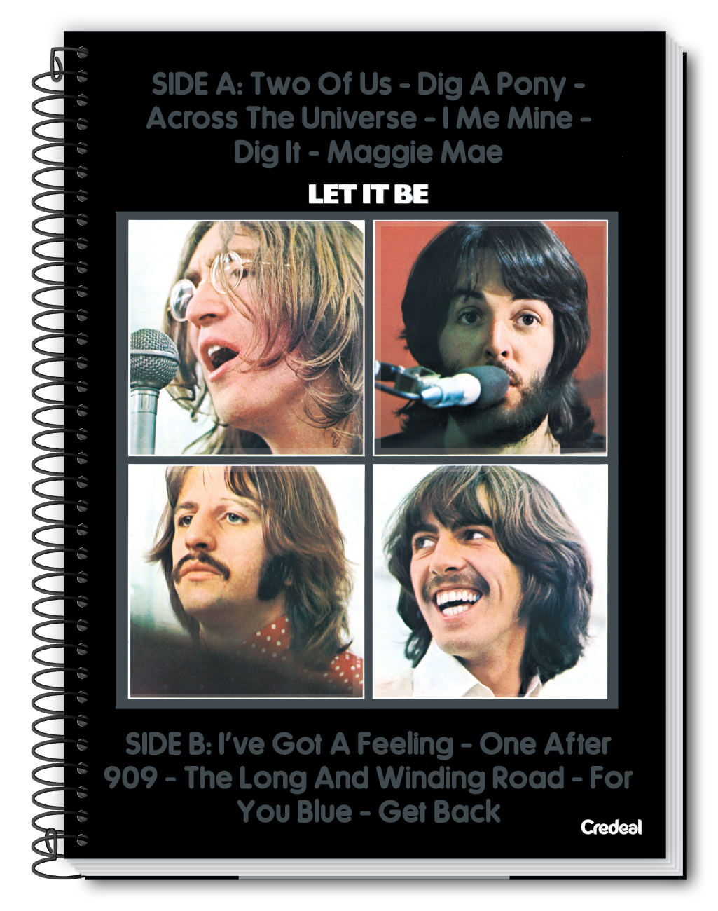 Caderno The Beatles 1 Matéria 80 Folhas Credeal – Universitário, Capa Dura Espiral – Tamanho Grande 20×27,5 cm
