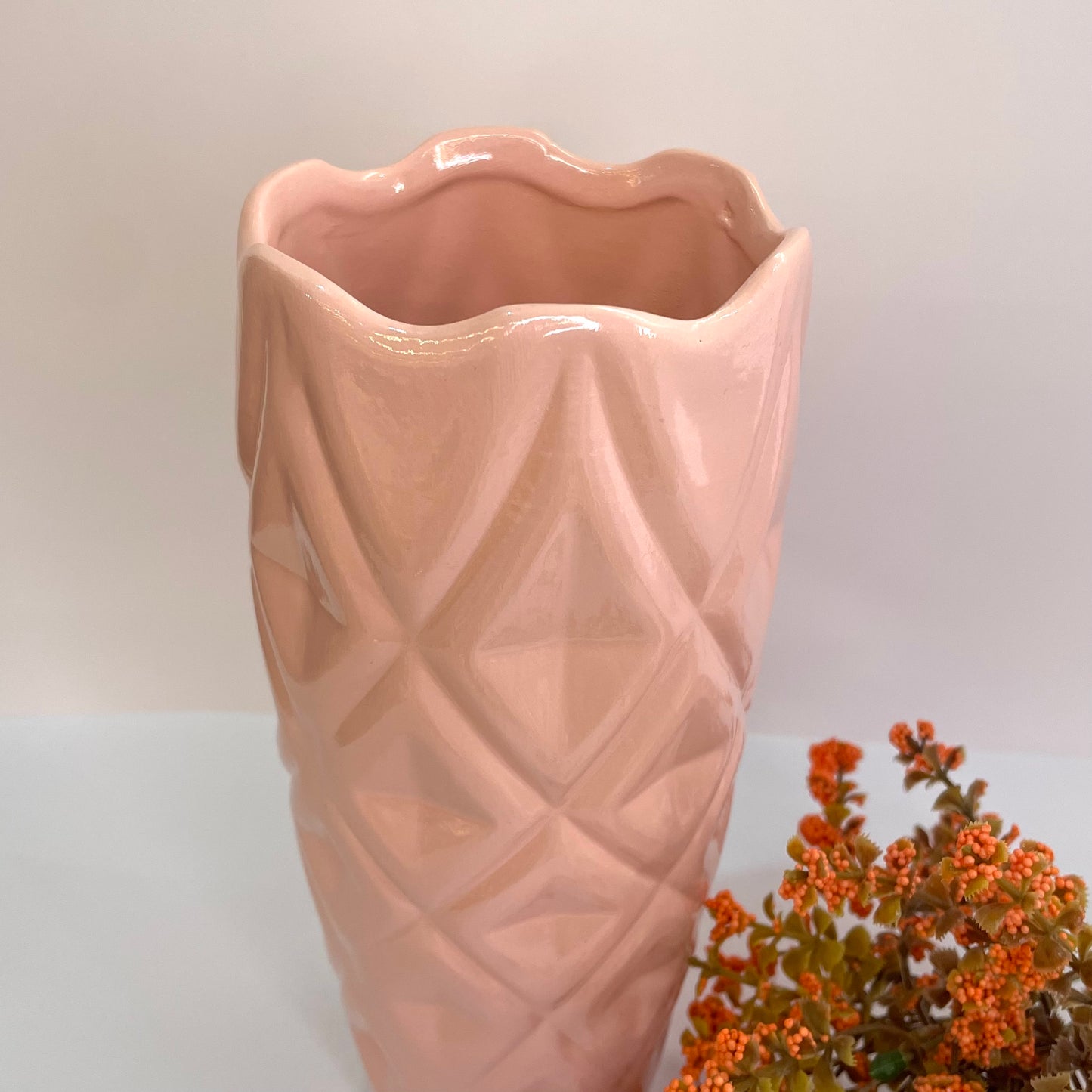 Vaso Losango 22 cm em Cerâmica - Rosa | Cerâmica Alessandra