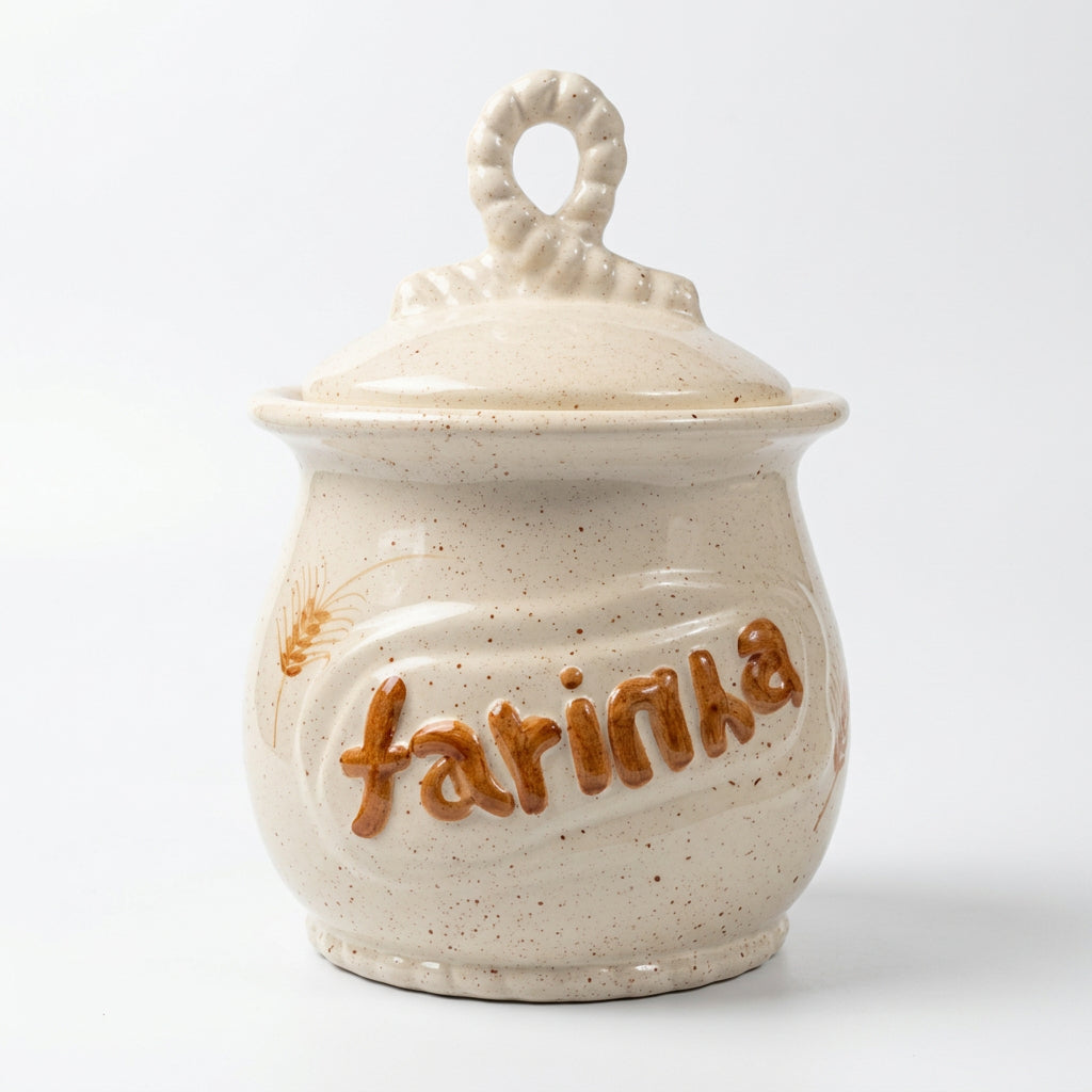 Pote de Mantimentos de Cerâmica Artesanal Farinha e Açúcar | Decoração Trigo – Cerâmica Alessandra