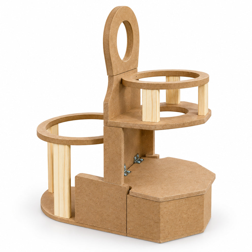 Porta Cuia e Térmica de Madeira Alf – Suporte para Chimarrão 1 L e 2 L