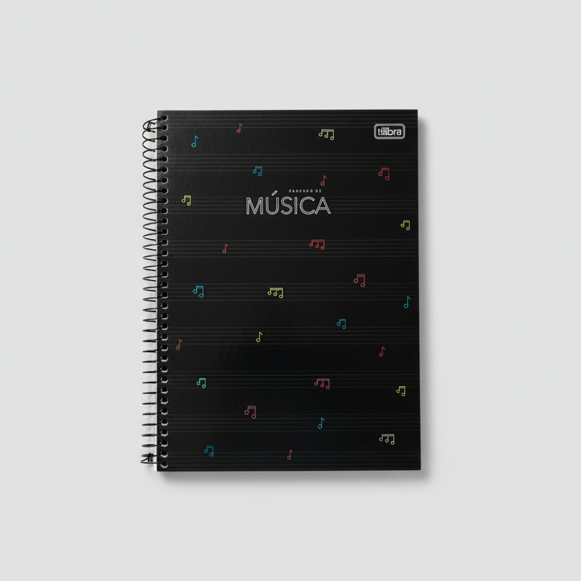 Caderno de Música Tilibra Espiral Capa Dura 80 Folhas – Papel Partitura 200x275 mm