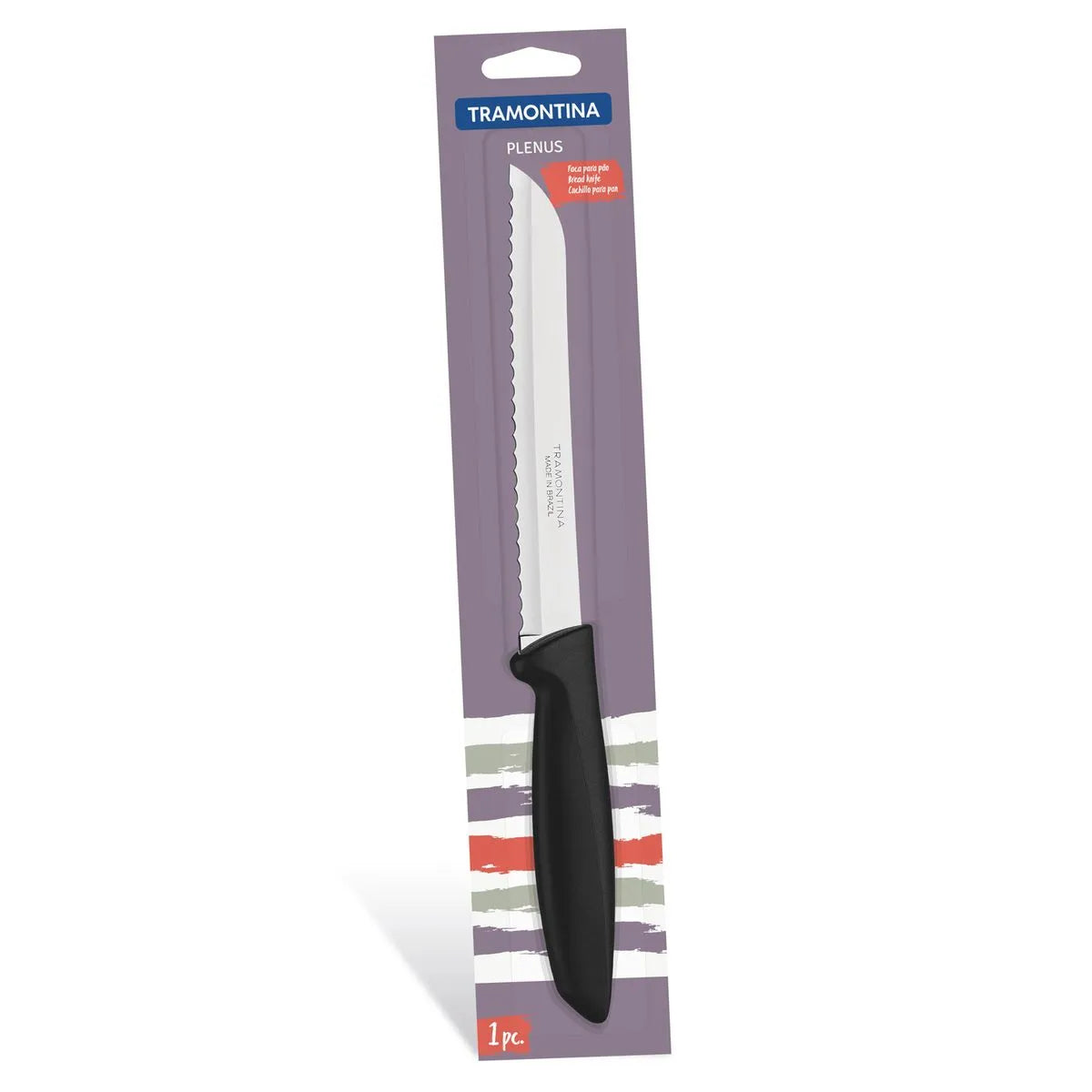 Faca para Pão Tramontina Plenus 7” – Lâmina Aço Inox com Cabo de Polipropileno