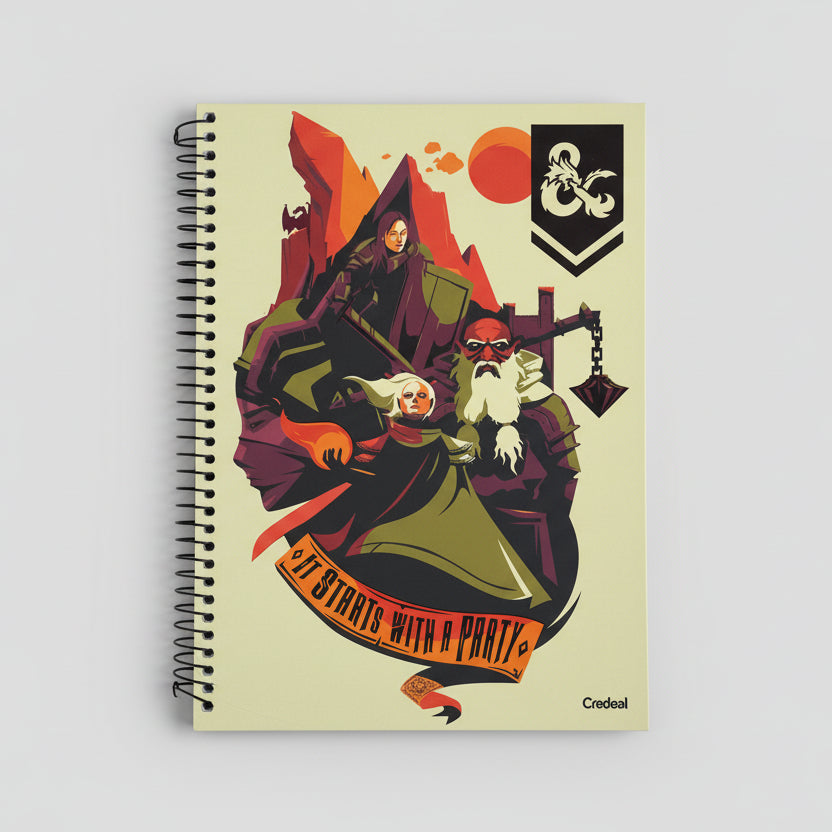 Caderno Universitário Dungeons & Dragons – 1 Matéria, 80 Folhas, Capa Dura, Temático RPG – Credeal