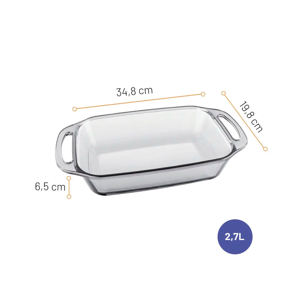 Assadeira de Vidro Seletta Retangular 2,7 Litros Marinex | Nadir