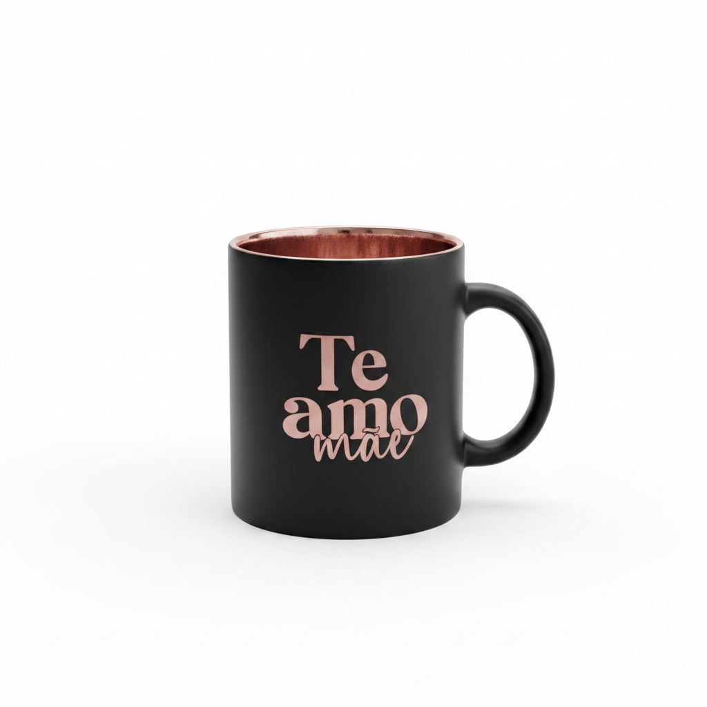 Caneca de Vidro Diamond Metalic 300ml | Lata Presente | Amor de Mãe | Brasfoot