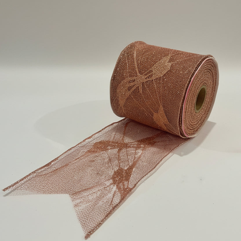 Fita Aramada FlorArte 10cm x 9,14m – Rosê com Costura, Ideal para Decoração e Artesanato