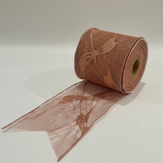 Fita Aramada FlorArte 10cm x 9,14m – Rosê com Costura, Ideal para Decoração e Artesanato