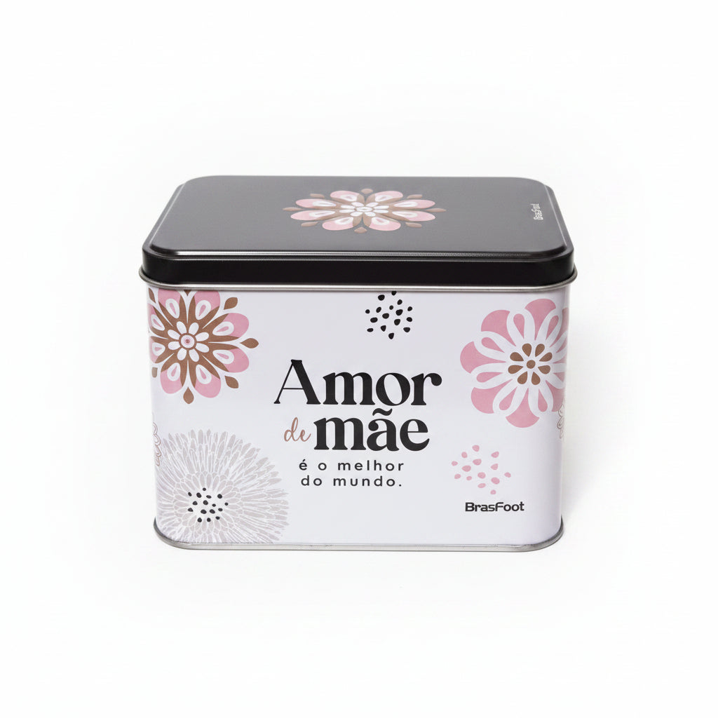Caneca de Vidro Diamond Metalic 300ml | Lata Presente | Amor de Mãe | Brasfoot