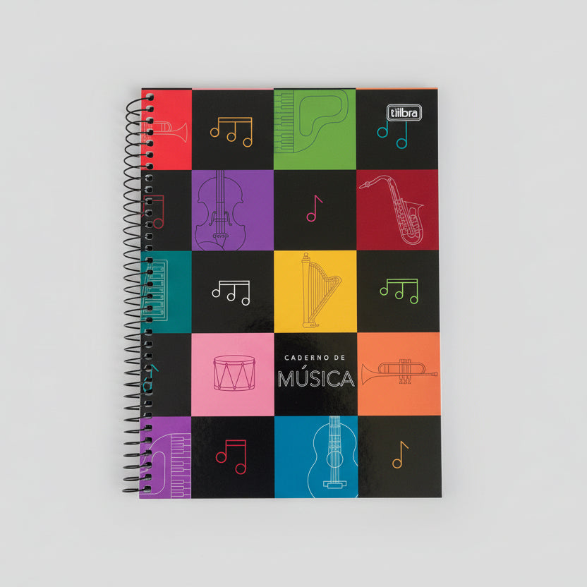 Caderno de Música Tilibra Espiral Capa Dura 80 Folhas – Papel Partitura 200x275 mm