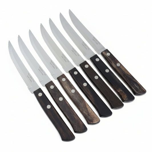 Conjunto 6 Facas para Churrasco 5" com Lâmina em Aço Inox e Cabo em Madeira Tratada Polywood Castanho | Tramontina
