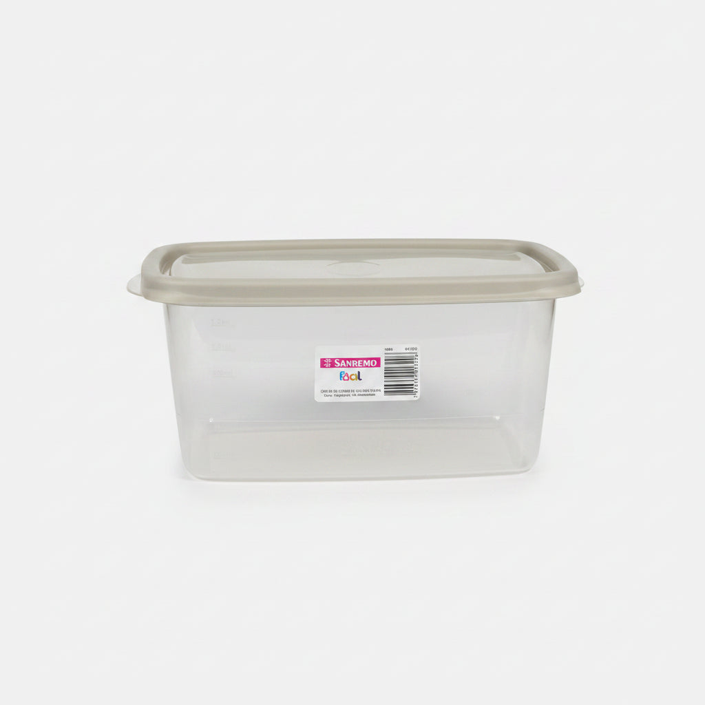 Pote Hermético Retangular Sanremo Linha Fácil 1,4L — Freezer, Micro-ondas e Lava-louças