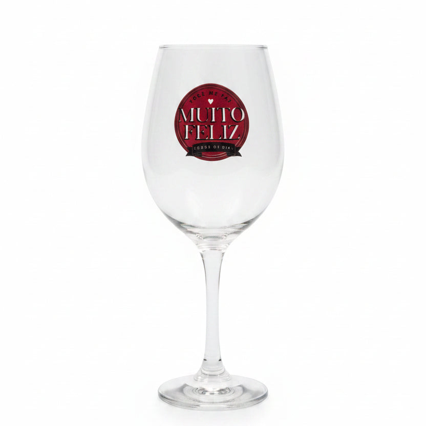 Taça de Vinho 385 ml de Vidro - Você me faz muito feliz todos os dias | Brasfoot Presentes 14005