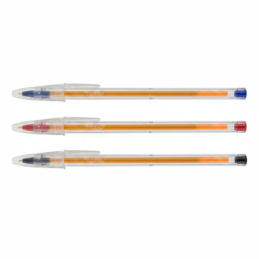 Caneta Esferográfica BIC Cristal Precisão Ponta Fina 0,8 mm — Azul / Preta / Vermelha