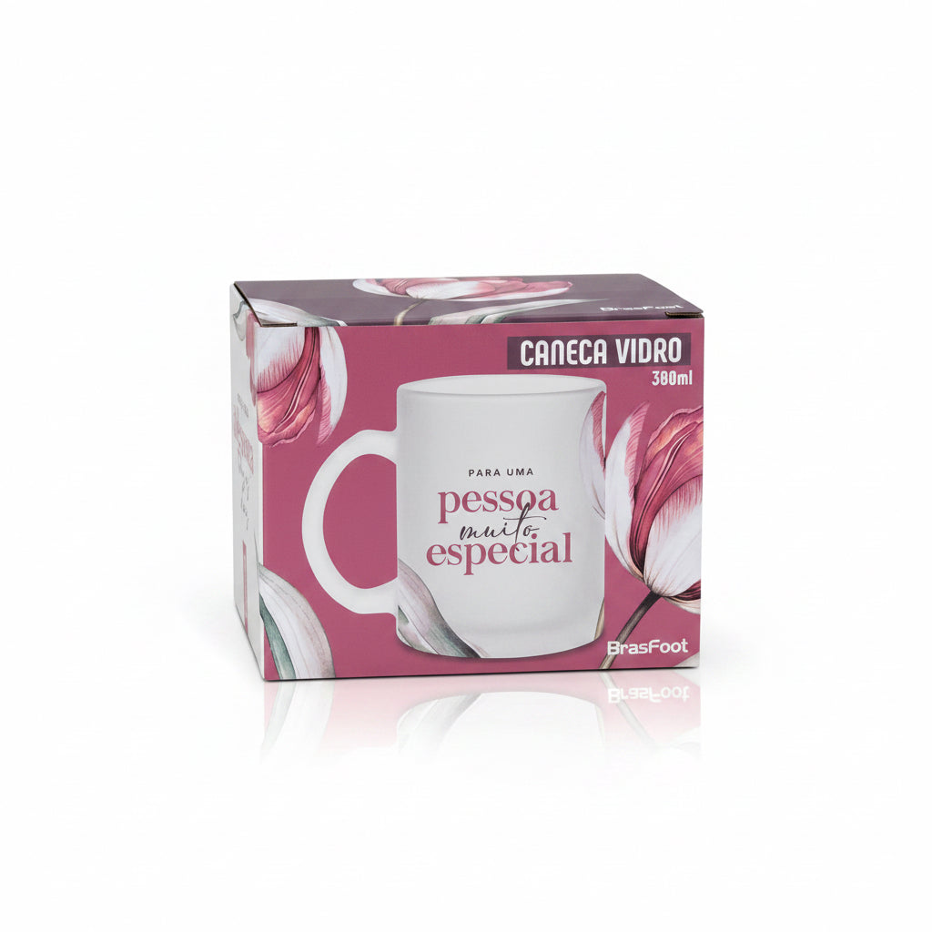 Caneca de Vidro Diamond 300ml Brasfoot – Presente Para Pessoa Especial | Design Sofisticado em Vidro Lapidado