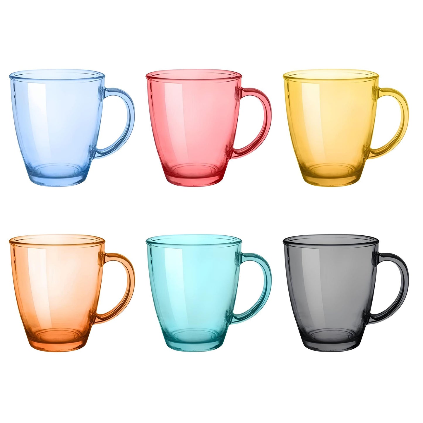 Jogo com 6 Peças Caneca de Vidro Coloridas 360 ml Casambiente