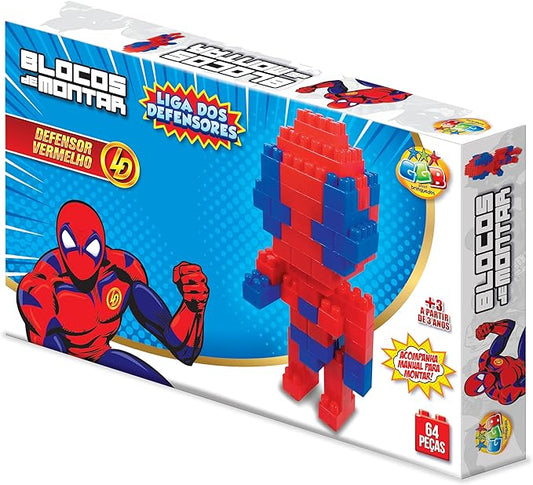 Blocos de Montar Liga dos Defensores - Defensor Vermelho | GGB Brinquedos