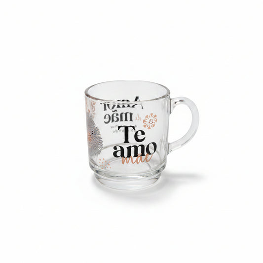 Caneca de Vidro Elegance 300ml Amor de mãe | Brasfoot