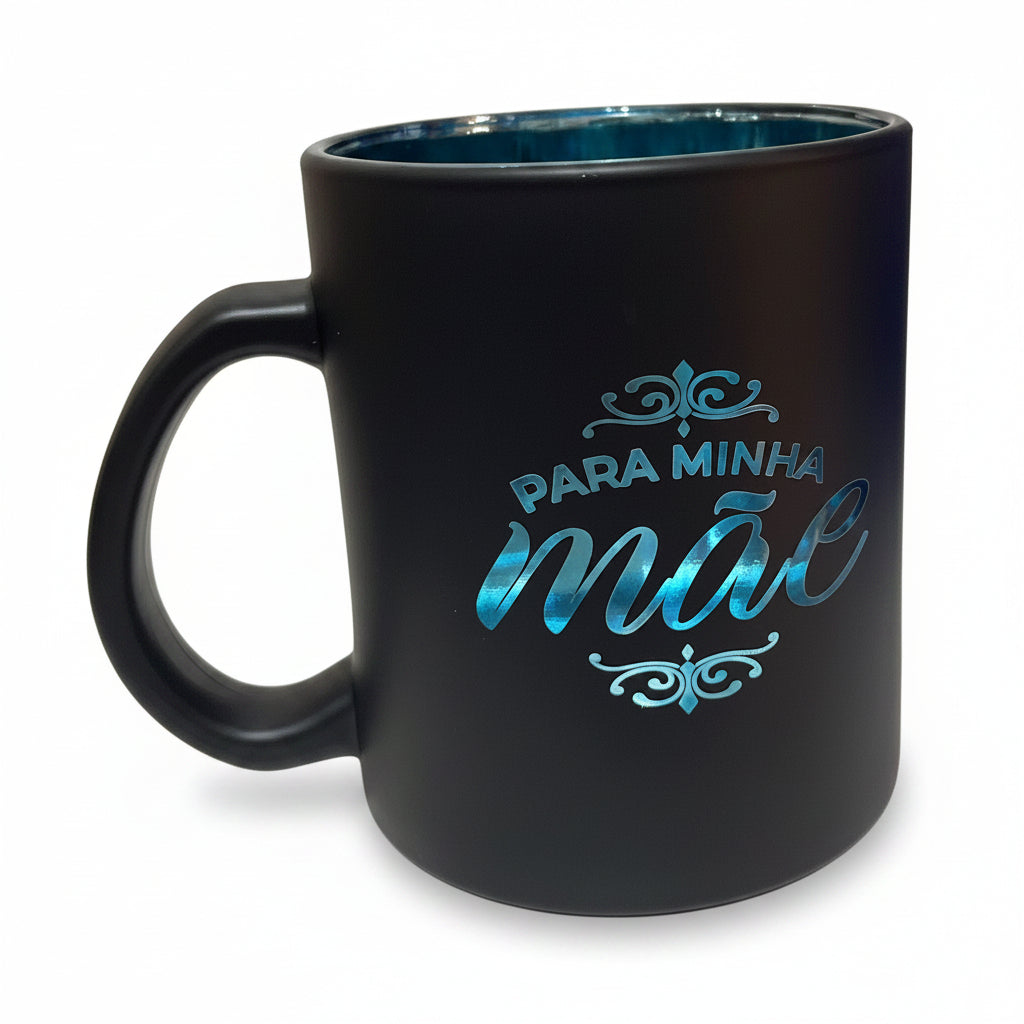 Caneca de Vidro 300ml Diamond Metalic com Lata – Presente para Mãe “Com Todo Meu Carinho” | Brasfoot
