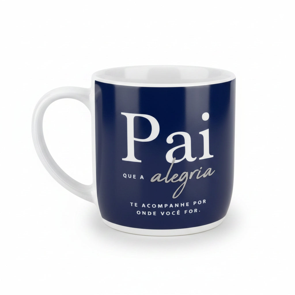 Caneca de Porcelana Urban 300ml – Pai, Que a Alegria Te Acompanhe Onde Você For | Brasfoot