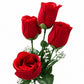 Buquê de Rosas Artificiais Vermelhas Botão Aveludado 34cm – 5 Botões | Florarte