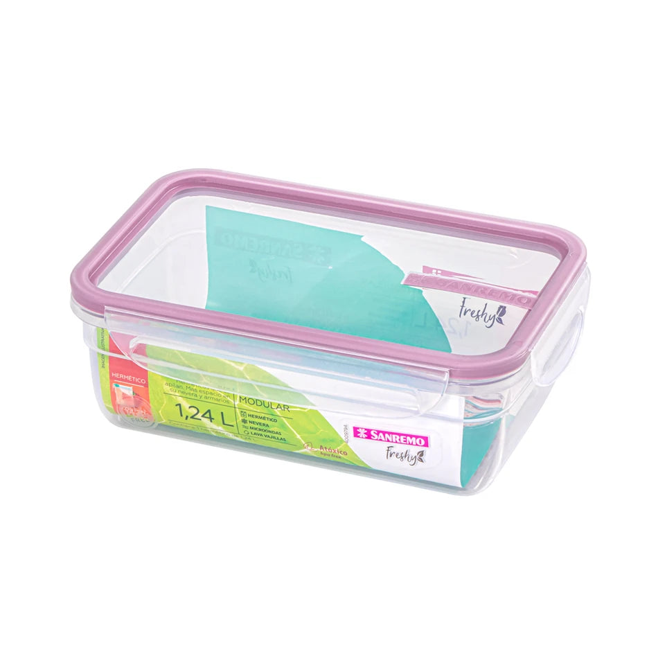 Pote Hermético Freshy 1,24 L Sanremo — Tampa com 4 Travas & Borracha Vedadora | BPA-Free | Vai ao Micro-ondas, Freezer e Lava-louças