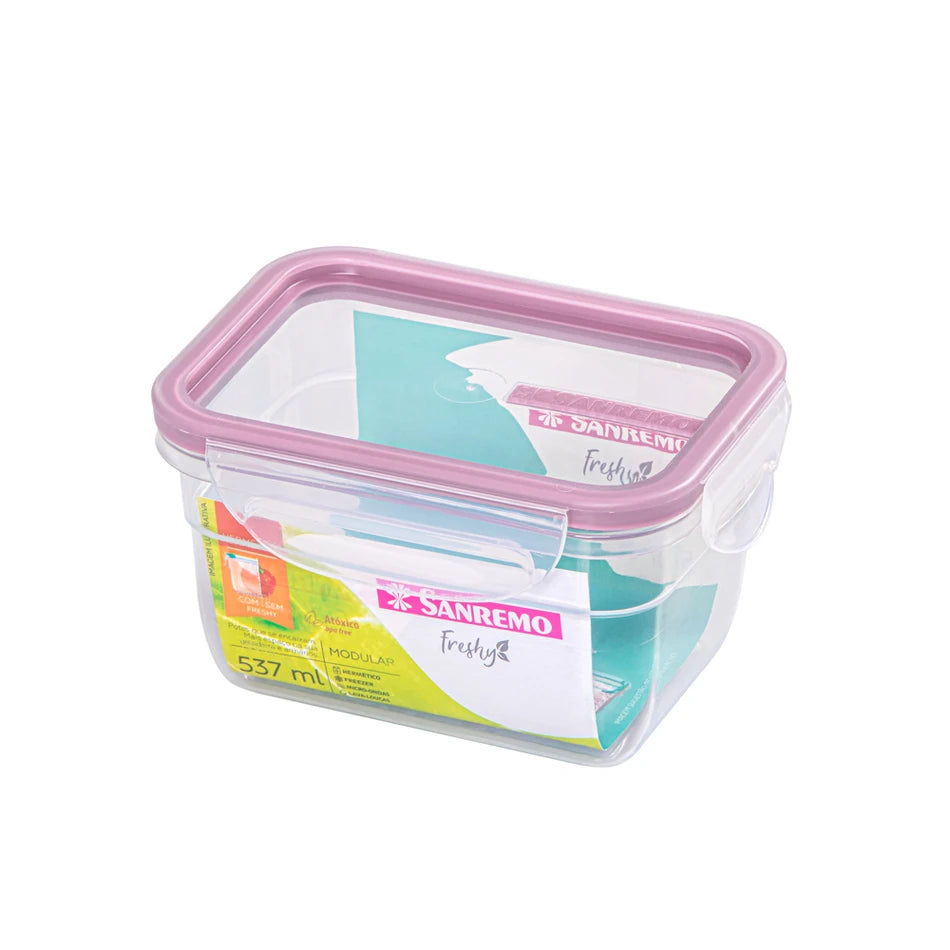 Pote Hermético Sanremo Freshy 537ml – Travas 4x, Vedação Borracha, BPA-Fre
