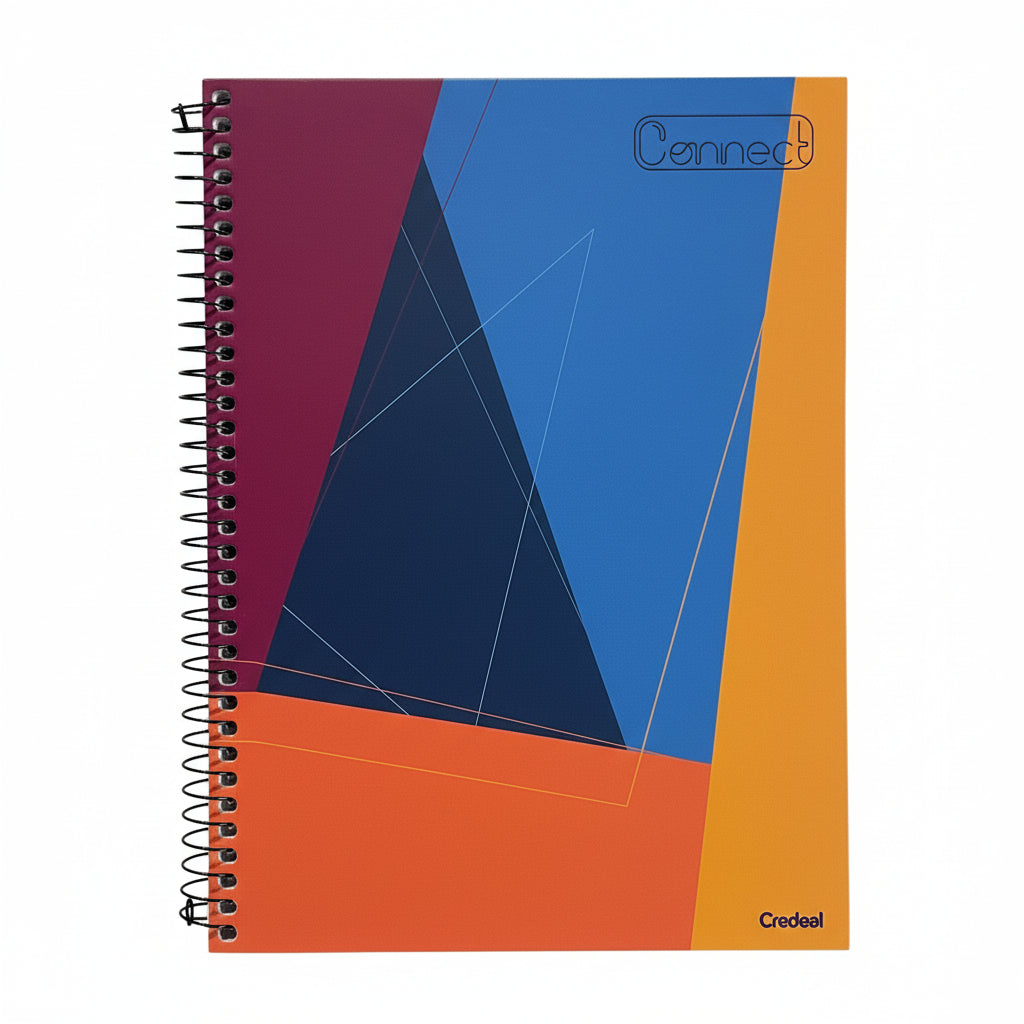 Caderno Connect Arte Abstrata Credeal 1 Matéria 80 Folhas Universitário Espiral Capa Dura
