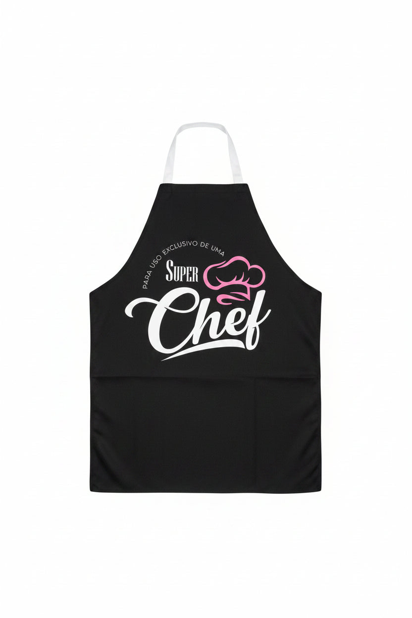 Kit Taça + Avental Super Chef Rosa Brasfoot 330ml | Presente Criativo para Cozinhar e Churrasco