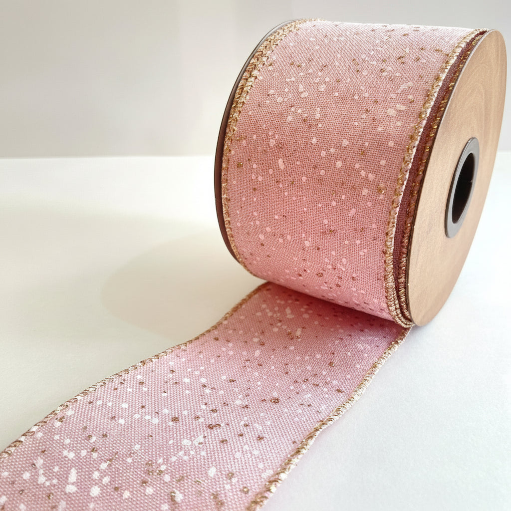Fita Decorativa Aramada Rose com Dourado 6,3 cm × 9,14 m FlorArte – Laços, Embalagem & Decoração