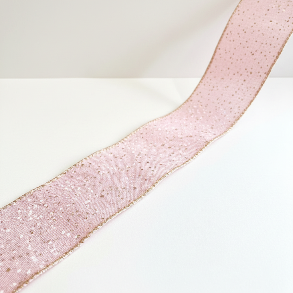 Fita Decorativa Aramada Rose com Dourado 6,3 cm × 9,14 m FlorArte – Laços, Embalagem & Decoração