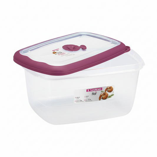 Pote Retangular Sanremo 2,3L Linha Flor | Hermético, BPA-Free, Micro-ondas
