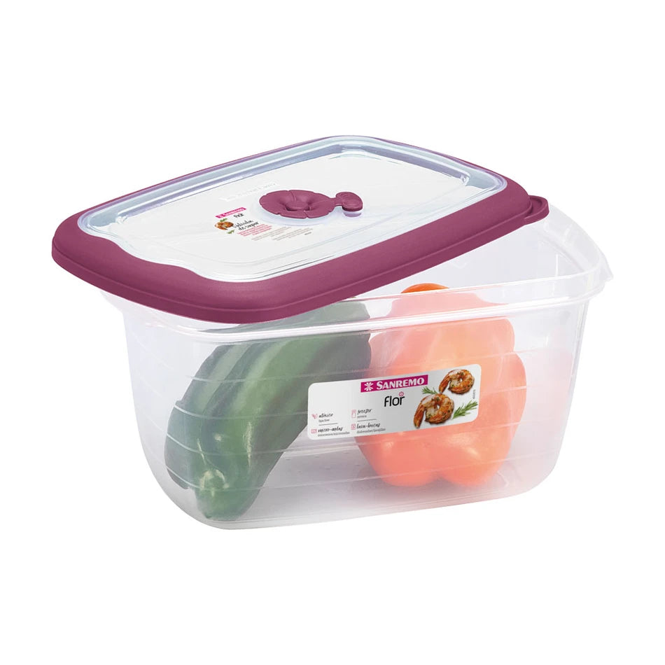 Pote Retangular Sanremo 2,3L Linha Flor | Hermético, BPA-Free, Micro-ondas