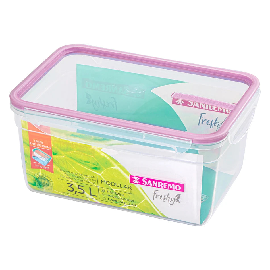 Pote Hermético Sanremo 3,5L | 4 Travas | Vedação Borracha | BPA Free
