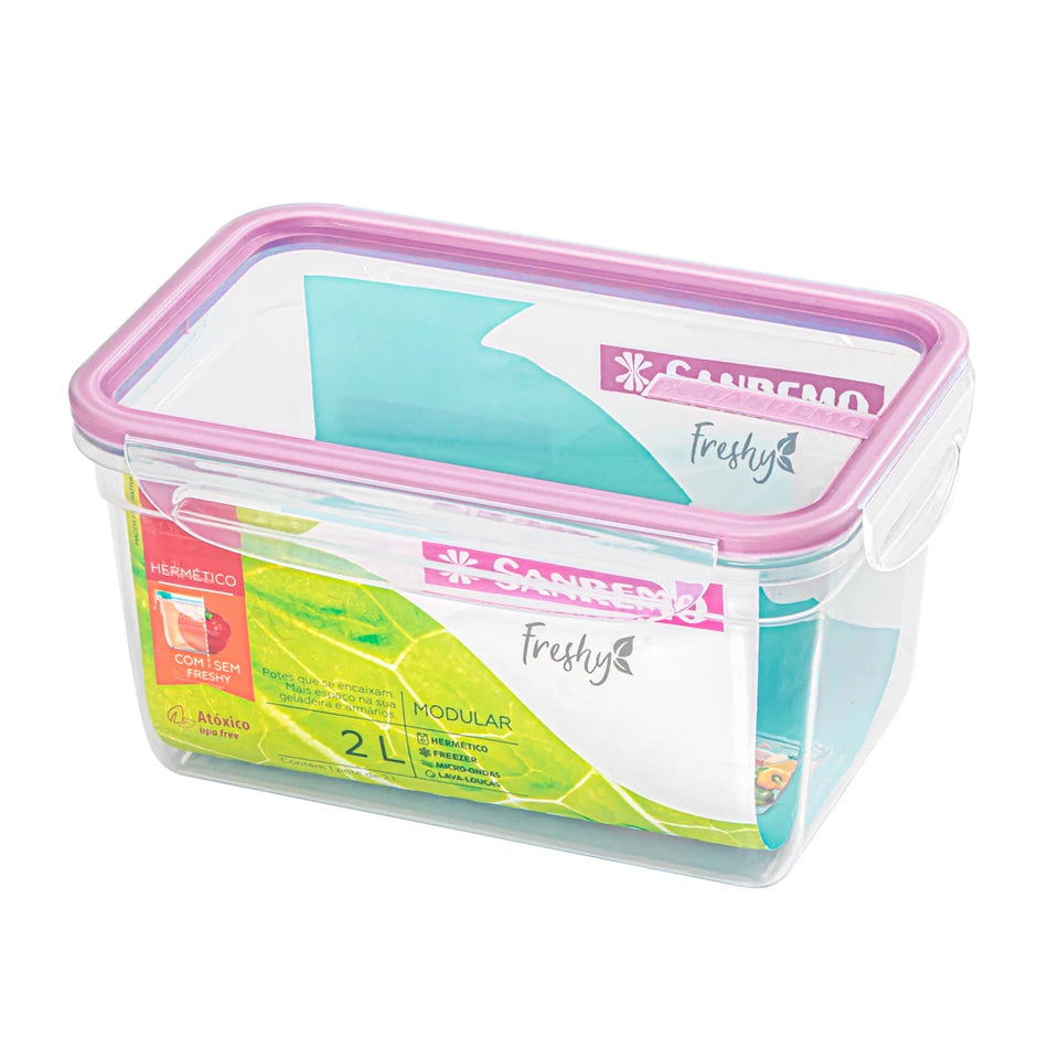Pote Hermético Sanremo Freshy 2L — Tampa com 4 Travas, BPA Free, Empilhável