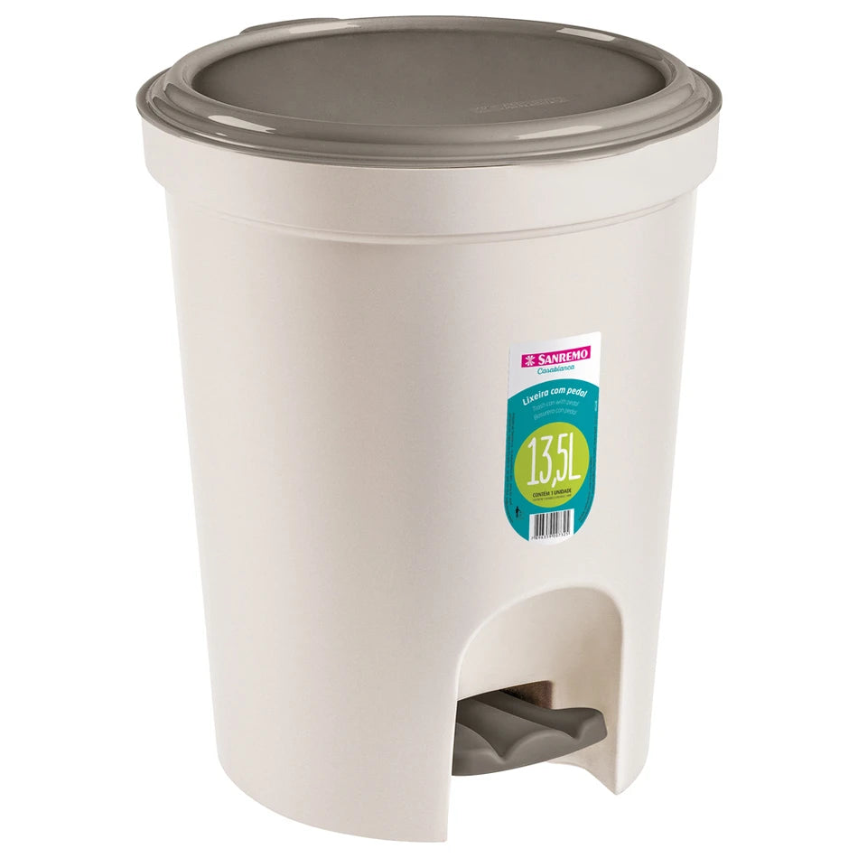 Lixeira com Pedal Redonda Sanremo 13,5L Plástico BPA Free